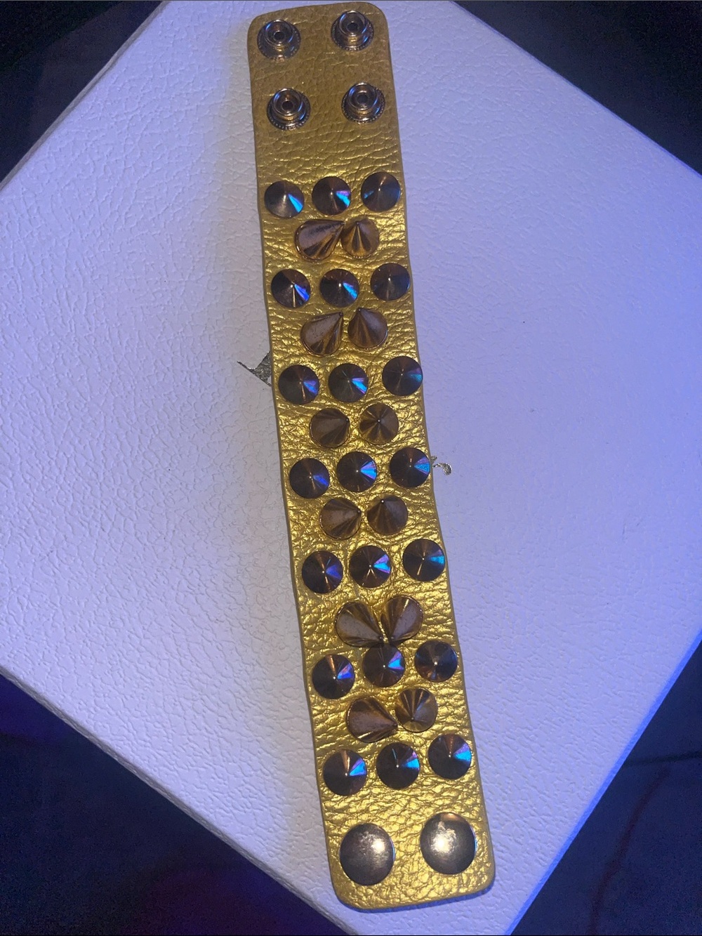 New Gold Studded Faux Leather Cuff Bracelet - Women Accessories